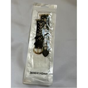 Black Leather Grommet Apple Watch Band 38/40/41/42mm – Punk Rock Studded  New